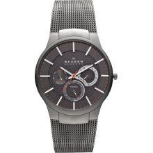 Skagen Denmark Men's Carbon Fiber Dial Titanium Mesh Band Watch Men's