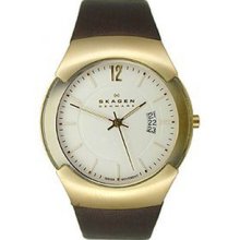 Skagen Gold Tone & Brown Leather Men's watch #981XLGLD