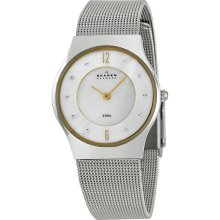 Skagen White Dial Stainless Steel Ladies Watch 233SSSG