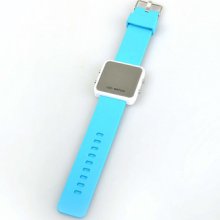 Sky Blue Jelly Silicone Luxury Sport Style Led Digital Date Lady Men Wrist Watch