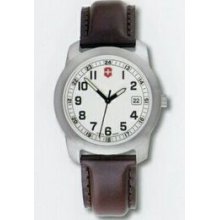 Small White Dial Field Watch W/ Brown Leather Strap