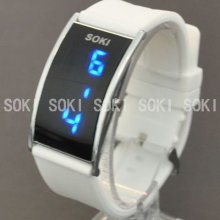 Soki Womens Ladies Sport Type Blue Led Quartz Digital White Band Watch M45