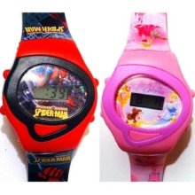 Spiderman Disney Princess Minnie Mickey Mouse Digital Wrist Watch Sports Style