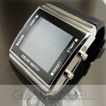 Sports Fashion Casual Digital Led Black Silicone Unisex Hours Watch Wc013