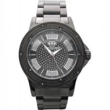 Sporty All Black Metal .10ct Real Diamond Hip Hop Super Techno Watch