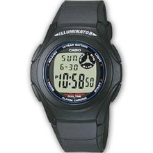 Sporty Casio F200w-2a Chronograph Blue Resin Band Digital Dial Kids Watch