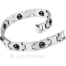 Stainless Steel Black Bead Magnetic Bracelet Link Chain