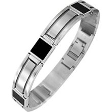 Stainless Steel Bracelet With Resin Squares Men's