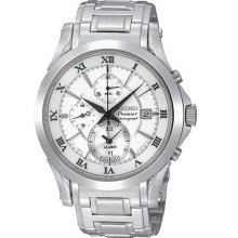 Stainless Steel Seiko Premier Sapphire Crystal Glass Mens Chronograph Watch