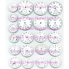 STEAMPUNK Digital image sheet NO. 12 Vintage Pocket Watch Dials Faces scanned at 300 DPI