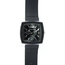Structure Mens Watch w/Black/ST Square Case, Black Multi-Display Dial and Resin Band