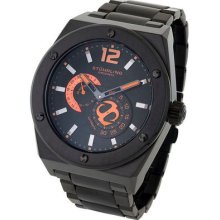 Stuhrling 281b 335957 Esprit Dvie Auto Blk Case Blk/orange Bracelet Men Watch