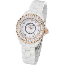 Stuhrling 530s2.114ep3 Women's Glamour Iii Swarovski Crystal Quartz Wht Dial Crm