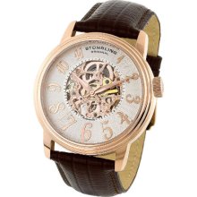 Stuhrling Original 107a 3345k34 Delphi Apollo Auto Skeleton Brown Rg Mens Watch