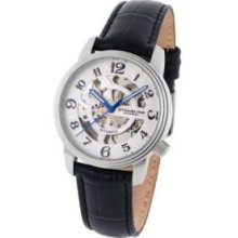 Stuhrling Original 107BL.12152. Mens Medium Skeletonized Watch with Stainless Steel Case and Crown; Silvertone Rotor for Movement