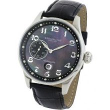 Stuhrling Original 148A.33151 Mens Heritage Automatic on a Genuine Black Leather strap and Black MOP Dial