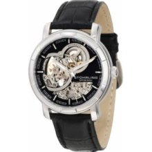 Stuhrling Original 169.33151 Classic Delphi Automatic Stainless Steel Case with Black Dial on Black Leather Strap