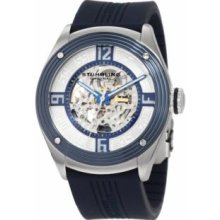 Stuhrling Original 209XL.3316C6 Mens Millennia Five-O Automatic Stainless Steel Case with Blue Dial on Blue Rubber Strap