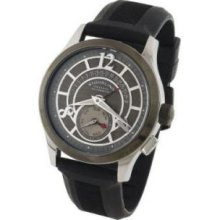 Stuhrling Original 247.332B654 Mens Baily Automatic Watch on a Black Rubber Strap and Stainless Steel Caseandamp;#44; Black Bezelandamp;#44; Grey Dial