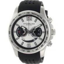 Stuhrling Original 274.33162 Mens Brevet Chronograph Black Rubber Strap Stainless Steel Case Silver Dial