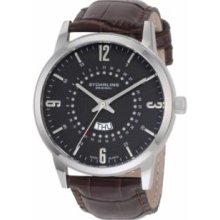 Stuhrling Original 345.3315K54 Mens Classic Jupiter Swiss Quartz with Stainless Steel Case Grey Dial and Brown Strap Watch