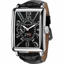 Stuhrling Original 354.33151 Mens Metro Empire Ozzie Automatic Power Reserve Black leather Strap with Black Dial Watch