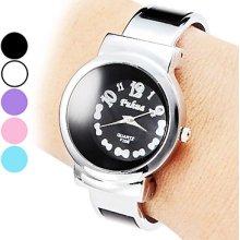 Style Women's Bracelet Alloy Analog Quartz Watch (Silver)