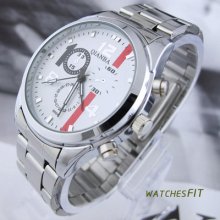 Stylish Analog Stainless Steel Fashion Mens Quartz Wrist Watch
