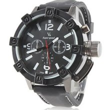 Stylish Black Dial & Band Men's Quartz Watch Silicone Band Gift For Father's Day