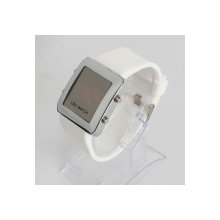 Stylish Silicone Digital Display LED Wrist Watch White