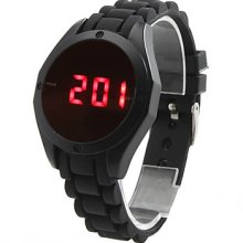 Stylish Unisex Touch Screen Digital Silicone LED Wrist Watch (Black)