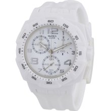 swatch Men's SUIW402 Quartz White Dial Chronograph Plastic Watch - SUI