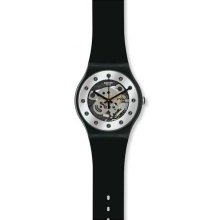 Swatch SUOZ147 Watch Sparkling Circle Unisex - Grey Dial Plastic Case Quartz Movement