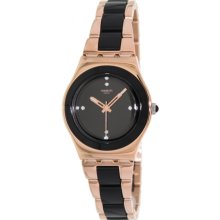 Swatch Women's Irony YLG123G Two-Tone Stainless-Steel Swiss Quartz Watch with Black Dial