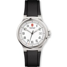 Swiss Army Small White Dial with Black Synthetic Strap Watch