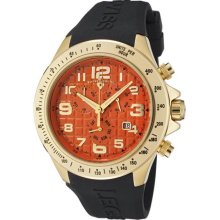 SWISS LEGEND Men's Eograph Chronograph Orange Grid Dial Black Rubber