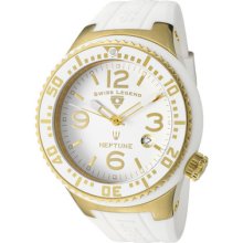 Swiss Legend Men's Neptune White Dial Gold Tone Case White Silicone