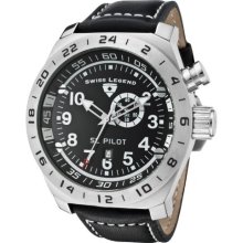 Swiss Legend Men's Quartz Watch With Black Dial Analogue Display And Black Leather Strap Sl-22827-01