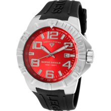 SWISS LEGEND Watches Men's Super Shield Red Dial Black Silicone Black