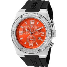 SWISS LEGEND Watches Men's Throttle Chronograph Orange Dial Black Sili