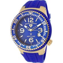 SWISS LEGEND Watches Men's Neptune Blue Dial Gold Tone Case Blue Silic