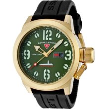 SWISS LEGEND Watches Men's Submersible Military Green Dial Gold Ion Pl