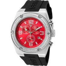 SWISS LEGEND Watches Men's Throttle Chronograph Red Dial Black Silicon
