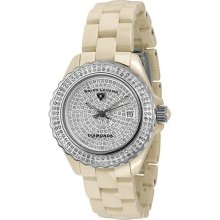 SWISS LEGEND Women's Karamica White Diamond Cream High Tech Ceramic