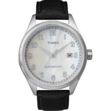T2N401 Timex Originals Unisex T Series Pearl Dial Black Strap Watch
