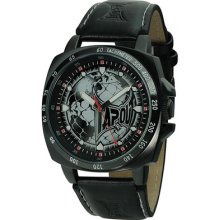 Tapout Se-bk Sentry Mens Round Black Polyurethane Leather Strap Watch