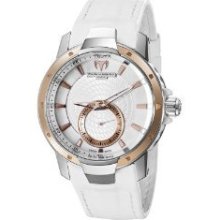 Technomarine Women's Gold Plated Stainless Steel Case White Leather Watch 609019
