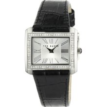 Ted Baker TE2059 Quality Time Quartz Crystal Patterned Silver Tone Dial Black Strap
