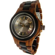 Tense Wood Mens Analog Wood Watch - Wood Bracelet - Gold Dial - G4302S-SILGLD