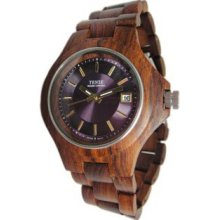 Tense Wood Mens Analog Wood Watch - Wood Bracelet - Purple Dial - G4302S-VIOLET